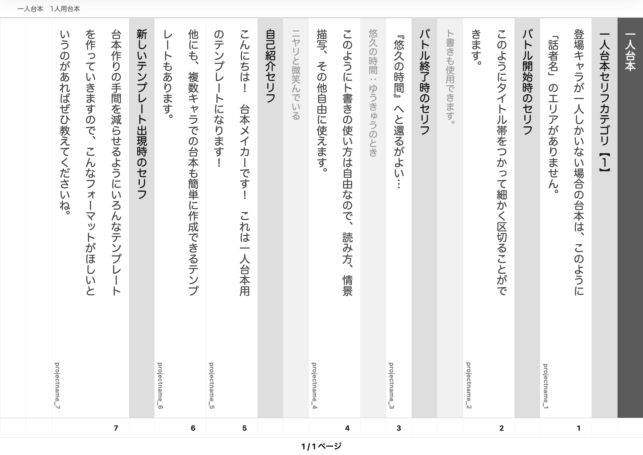 一人台本のサンプル